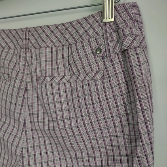Cutter & Buck Golf Annika Pink Black White Plaid Bermuda Shorts Sz 2 12" Inseam - Picture 7 of 10